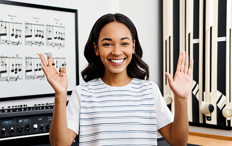 보컬트레이너 업무 환경 - Vocal Trainer's Studio**
"A bright and inviting vocal training studio, filled with musical instrume...