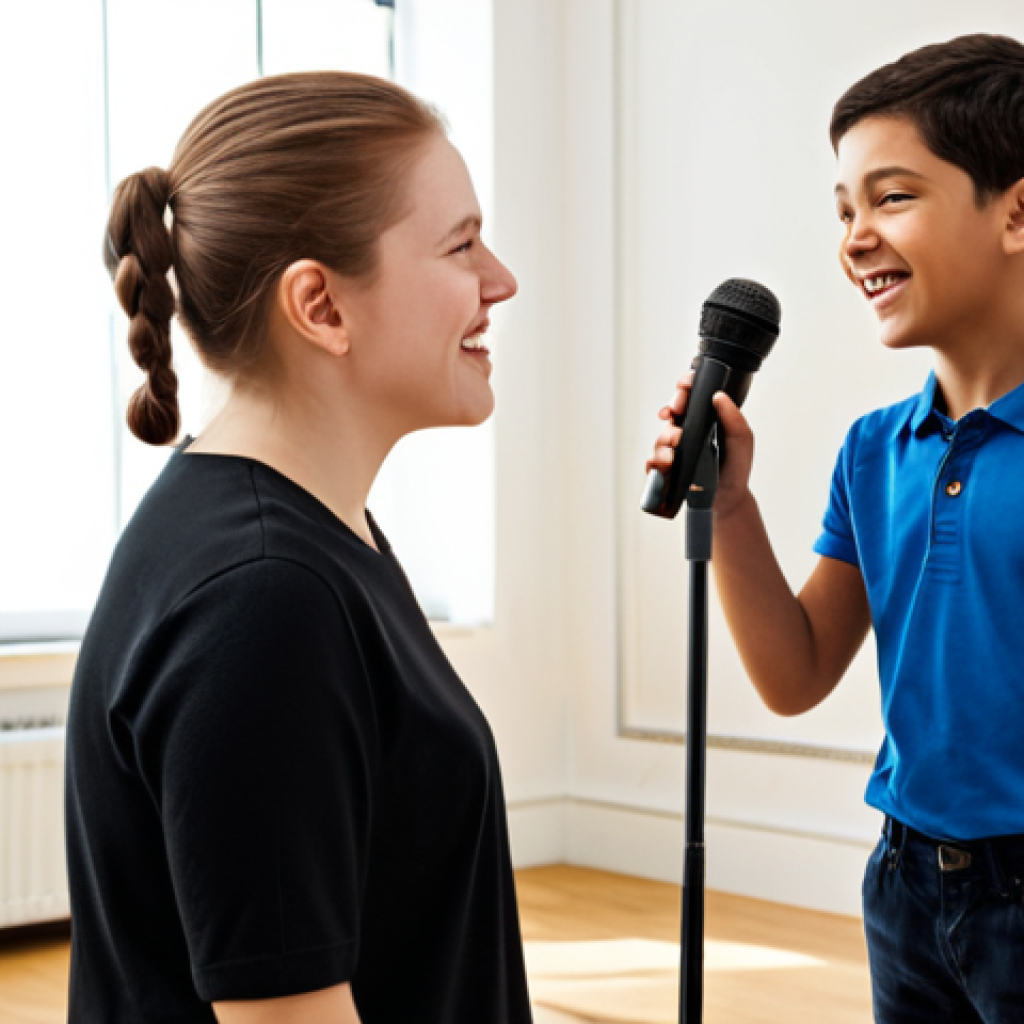 보컬트레이너 음성 훈련 팁 - **
"A professional vocal coach giving a lesson to a young, enthusiastic student in a well-lit music...