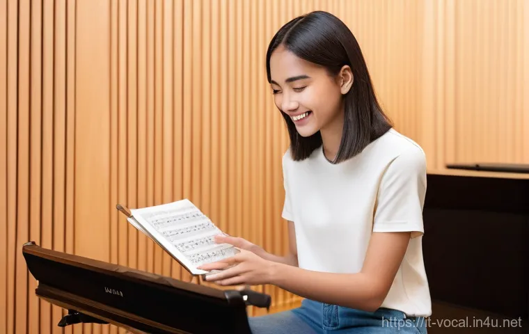 보컬트레이너 취업 필수 조건 - **Prompt 1: The Focused Coaching Session**
"A bright, naturally lit modern music studio, minimal...