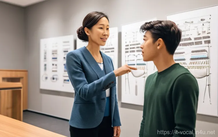 보컬트레이너 사전 준비 작업 - **Prompt:** A professional and friendly female vocal coach, in her late 30s, is in a brightly lit, m...