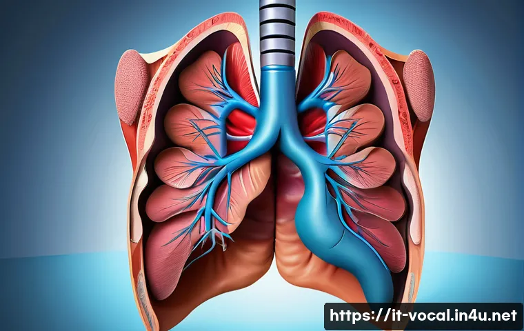 보컬트레이너 이론과 실기 통합 - A detailed anatomical illustration of the human vocal system focusing on the diaphragm, vocal cords,...